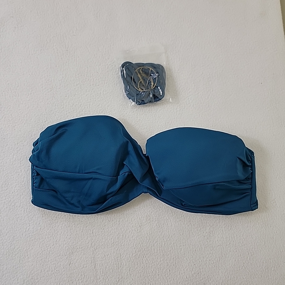 Victoria's Secret Green W/ Convertible Straps Bandeau Bikini Top, 34D